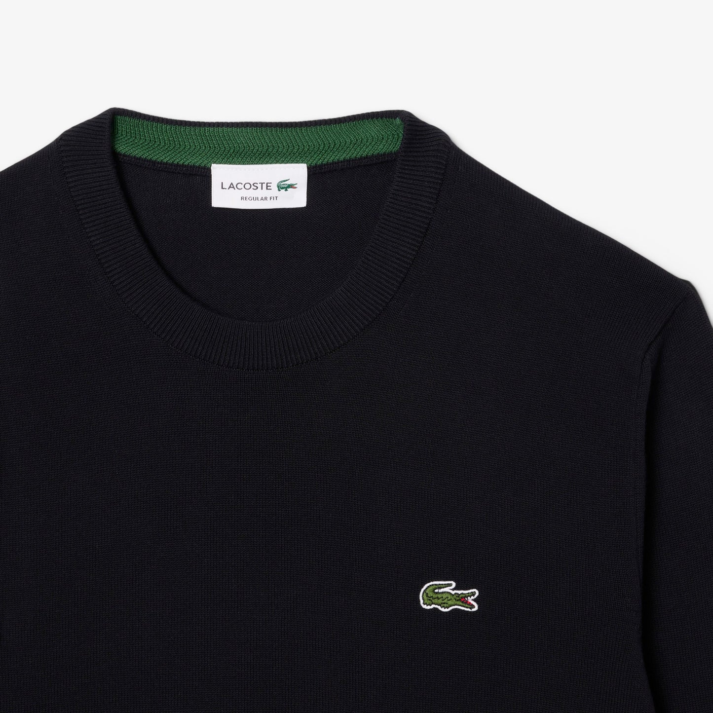 Lacoste Organic Cotton Black Crewneck Sweater