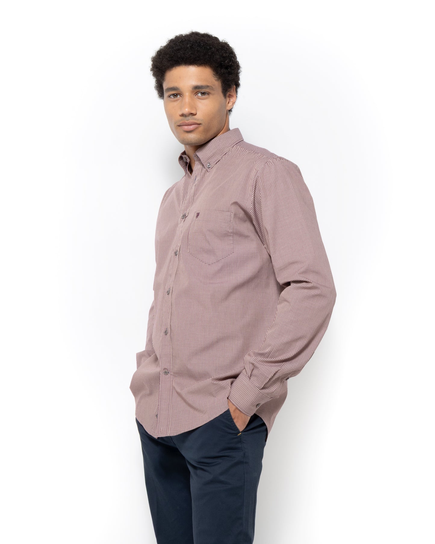 Bostonians Chester Poplin Regular Fit Burgundy Shirt