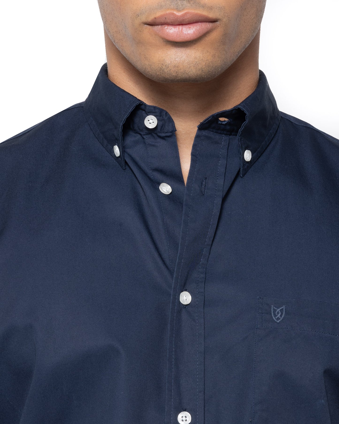 Bostonians Navy Regular Fit Gabardine Shirt