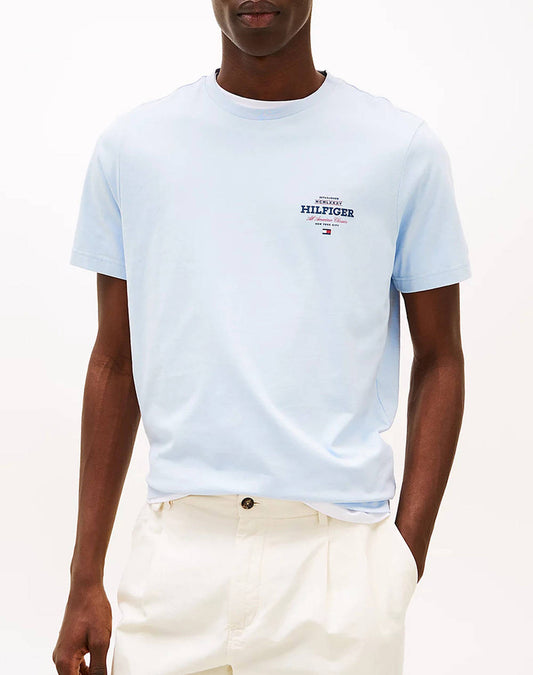TOMMY HILFIGER LIGHT BLUE MONOTYPE ALL AMERICAN TEE