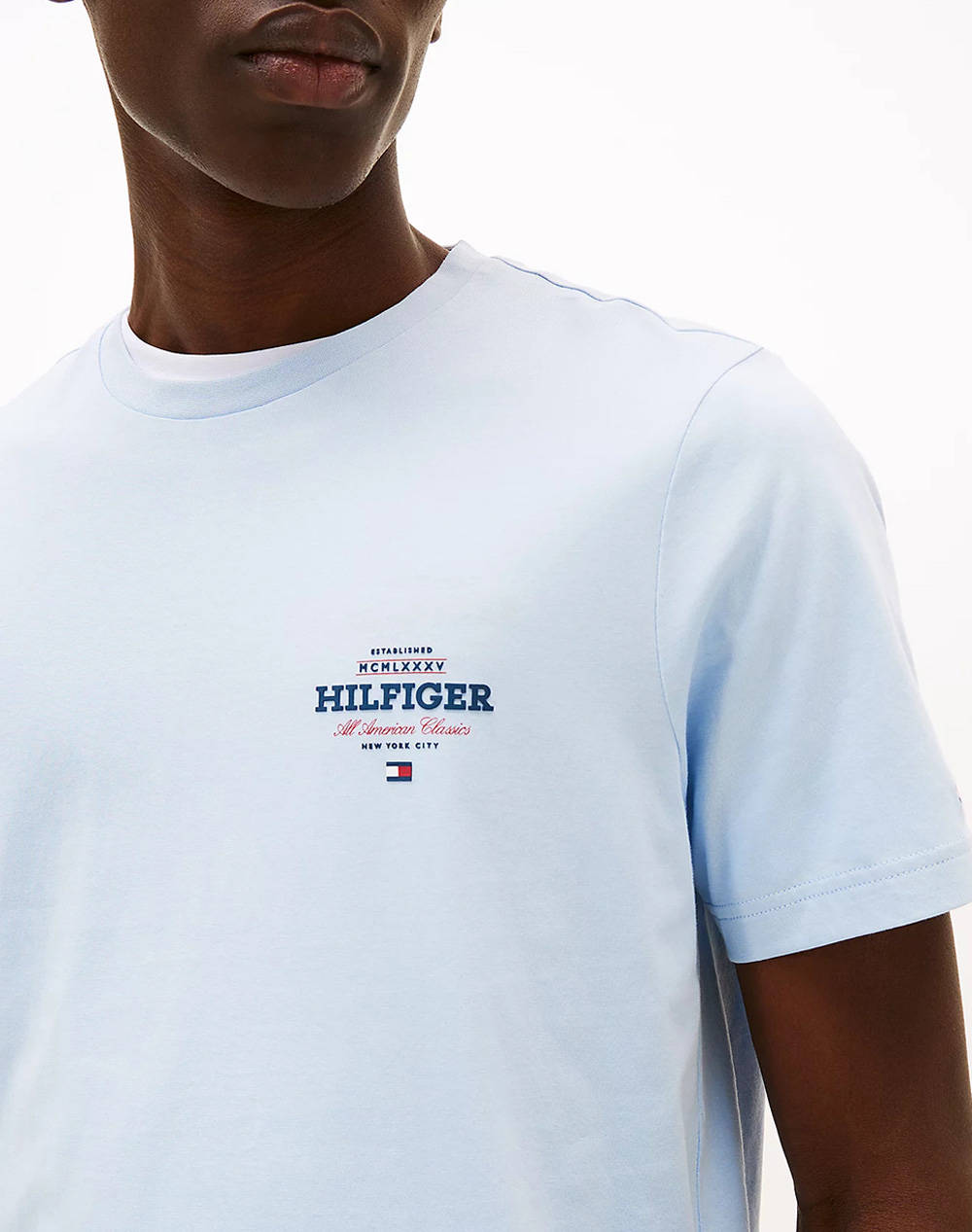 TOMMY HILFIGER LIGHT BLUE MONOTYPE ALL AMERICAN TEE