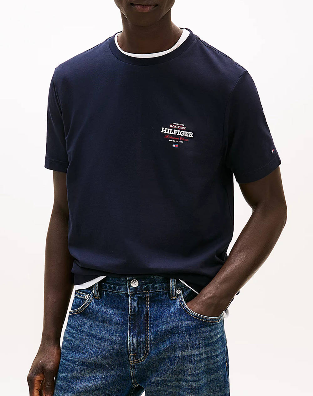 TOMMY HILFIGER DARK BLUE MONOTYPE ALL AMERICAN TEE