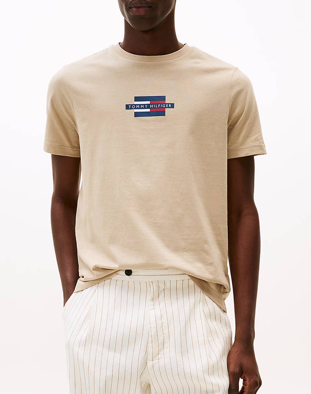 TOMMY HILFIGER BEIGE FLAG BOX TEE