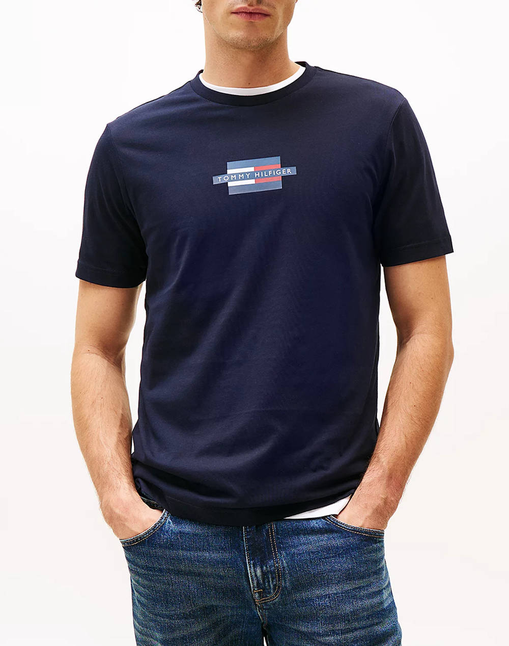 TOMMY HILFIGER DARK BLUE FLAG BOX TEE