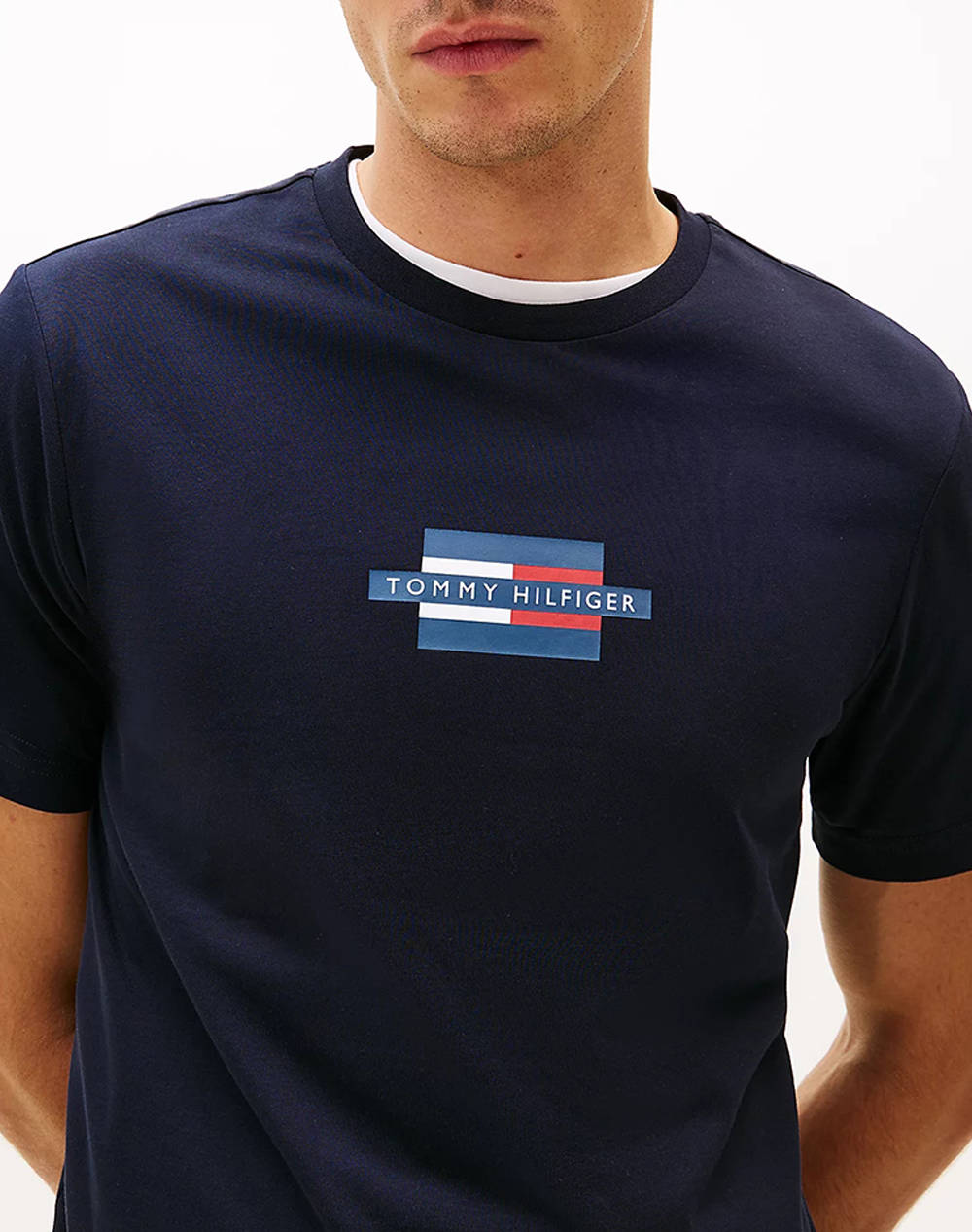 TOMMY HILFIGER DARK BLUE FLAG BOX TEE