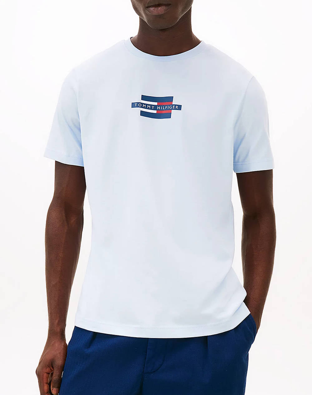 TOMMY HILFIGER LIGHT BLUE FLAG BOX TEE