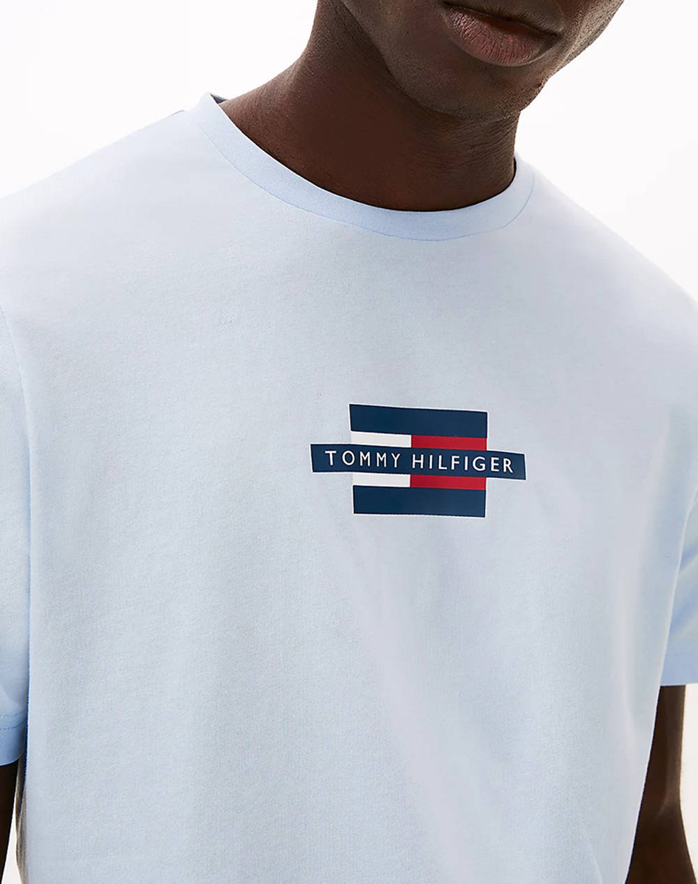 TOMMY HILFIGER LIGHT BLUE FLAG BOX TEE