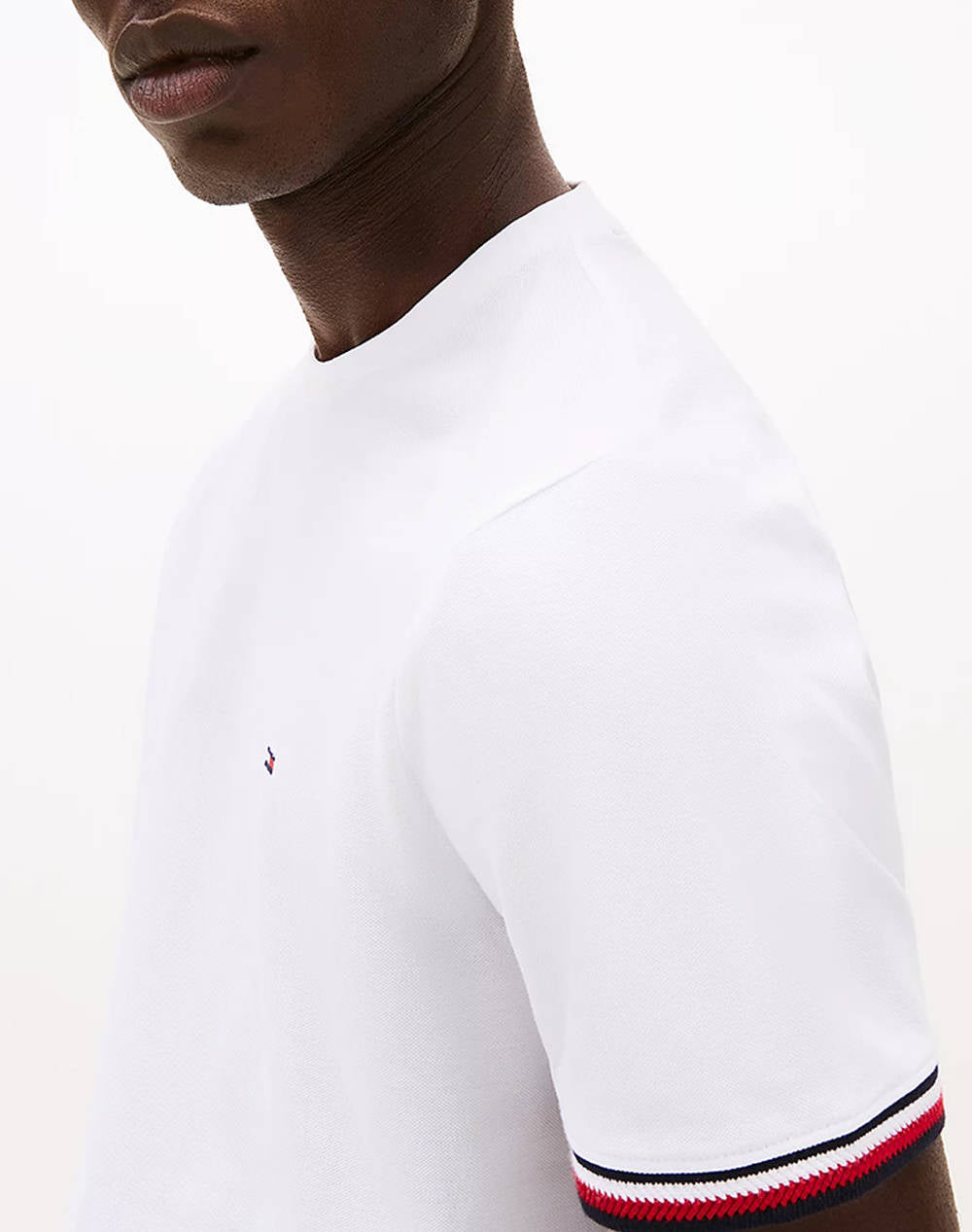 TOMMY HILFIGER WHITE GLOBAL STRIPE CUFF TEE