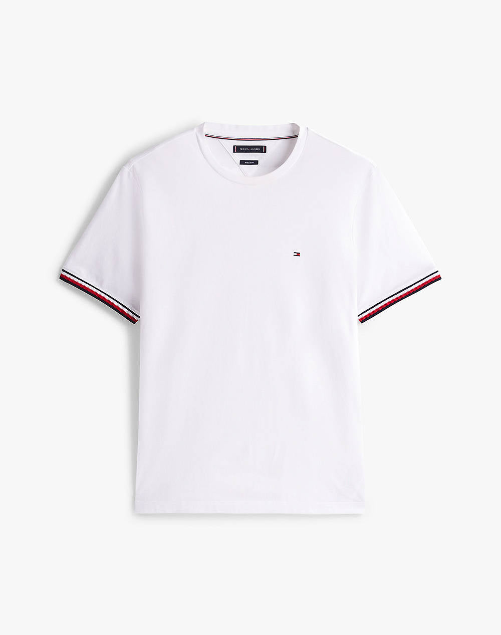 TOMMY HILFIGER WHITE GLOBAL STRIPE CUFF TEE