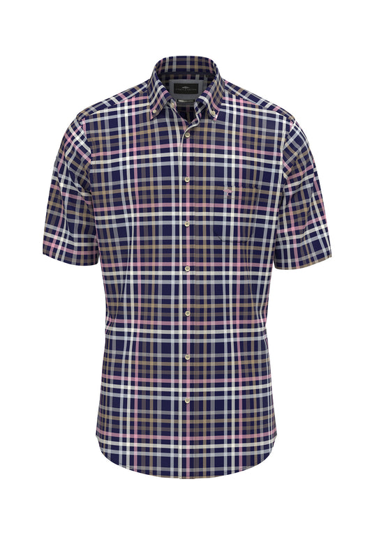 Fynch-Hatton Casual Fit Navy Combi Slub Check Shirt