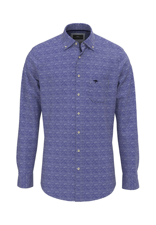 Fynch-Hatton Casual Fit Navy Blue Story Prints Shirt