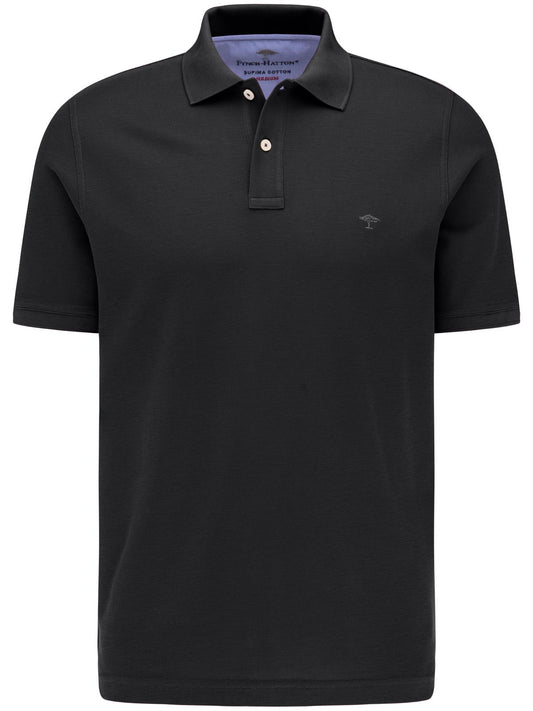 Fynch-Hatton Basic Black Polo T-Shirt