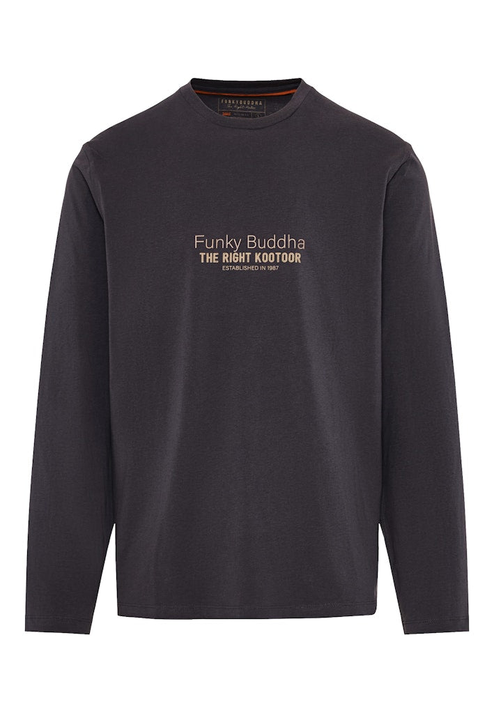 Funky Buddha Long Sleeved Black Branded Print Crewneck