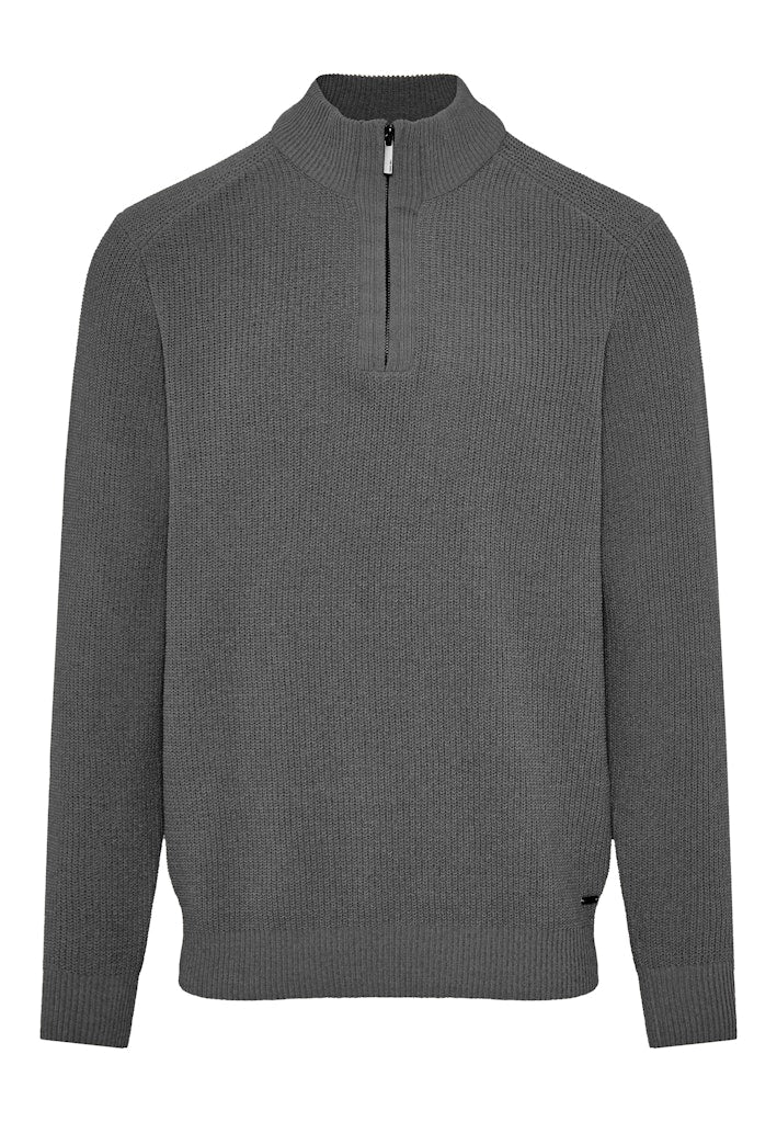 Funky Buddha DK Grey Half-Zip Knitted Sweater