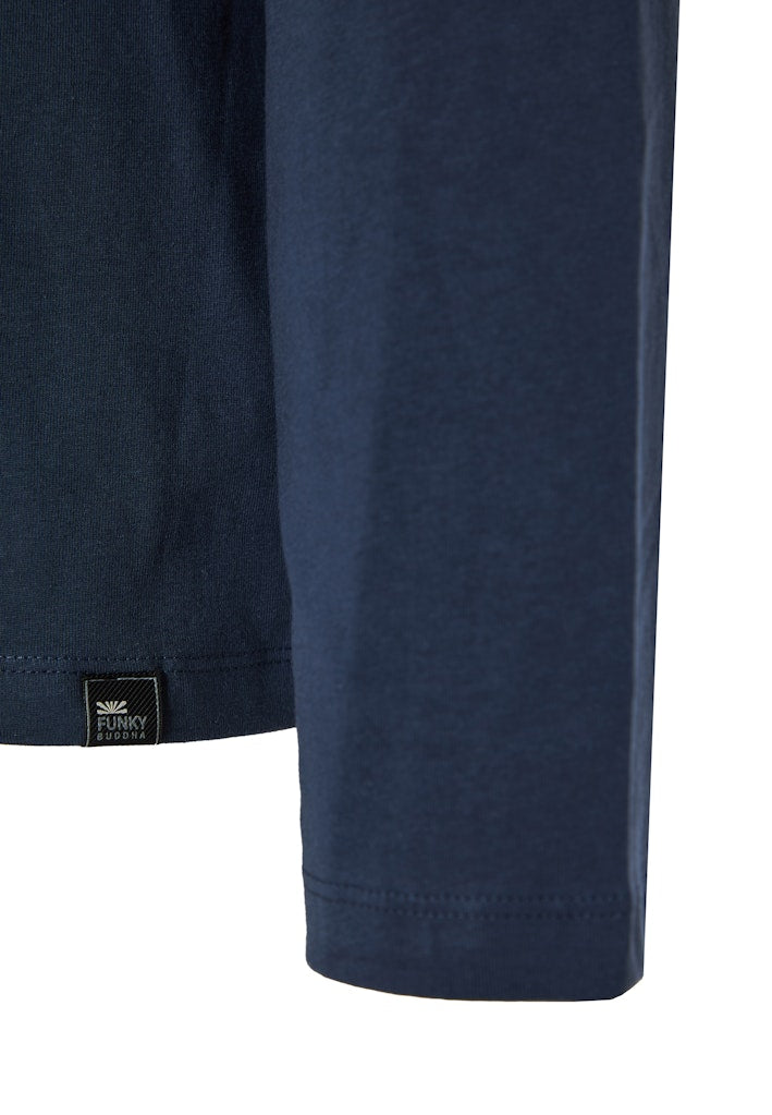 Funky Buddha Long Sleeved Navy Branded Print Crewneck