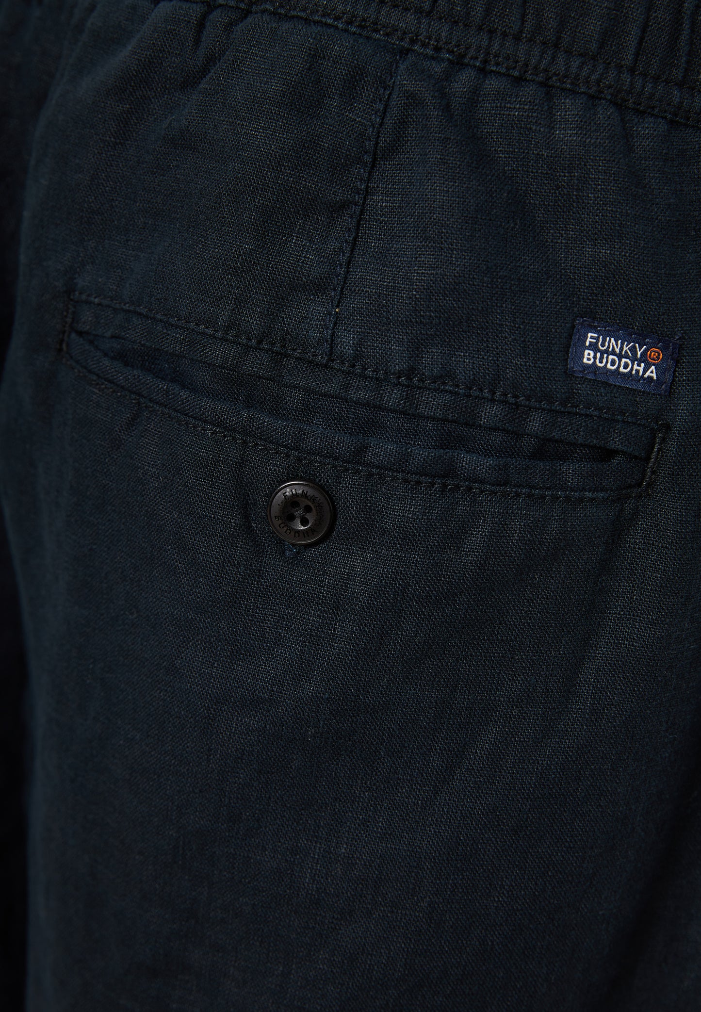 Funky Buddha Comfort Fit Black Linen Pants