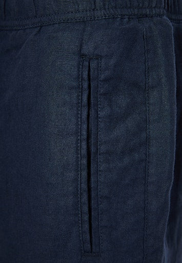 Funky Buddha Comfort Fit Garment Dyed Navy Linen Βερμούδα