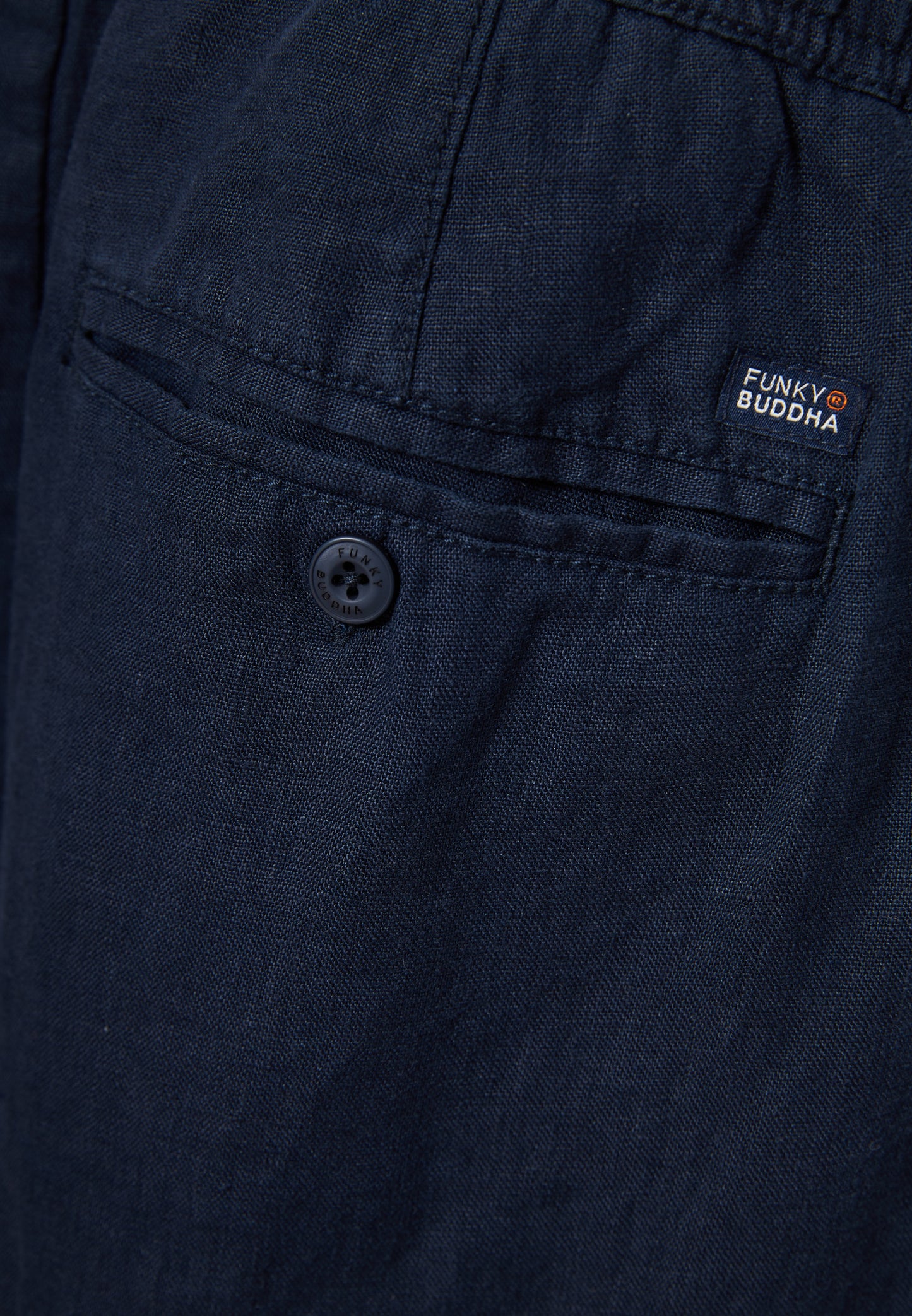 Funky Buddha Comfort Fit Navy Linen Pants