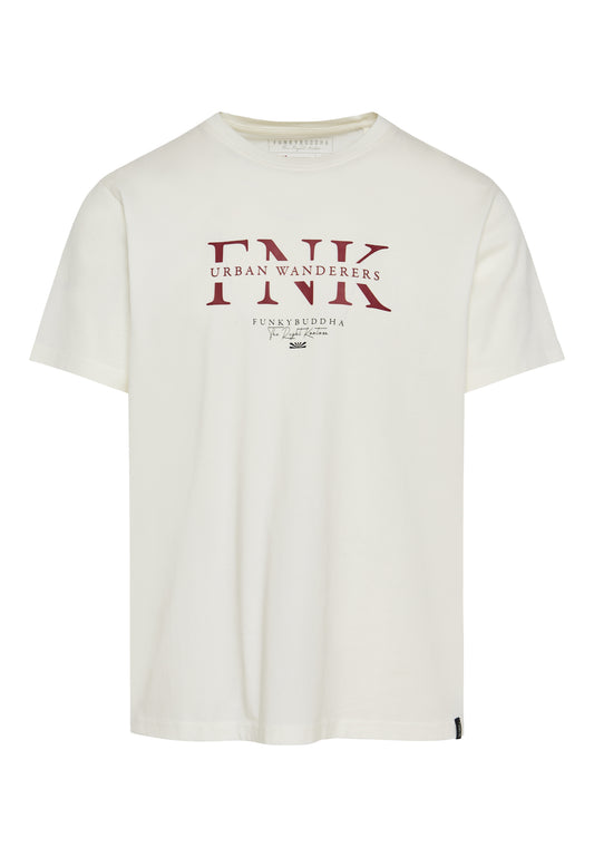 Funky Buddha Off White Print T-Shirt