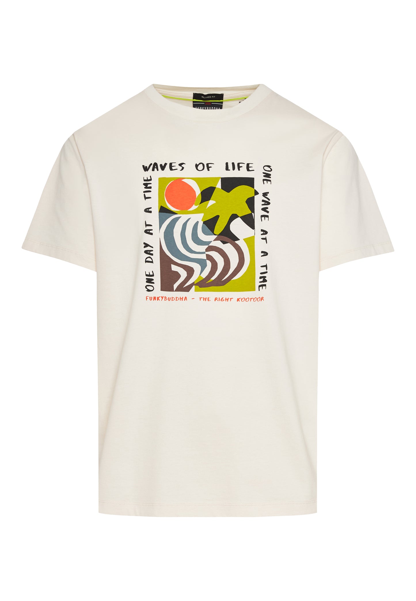 Funky Buddha Relaxed Fit Off White Abstract Print T-Shirt