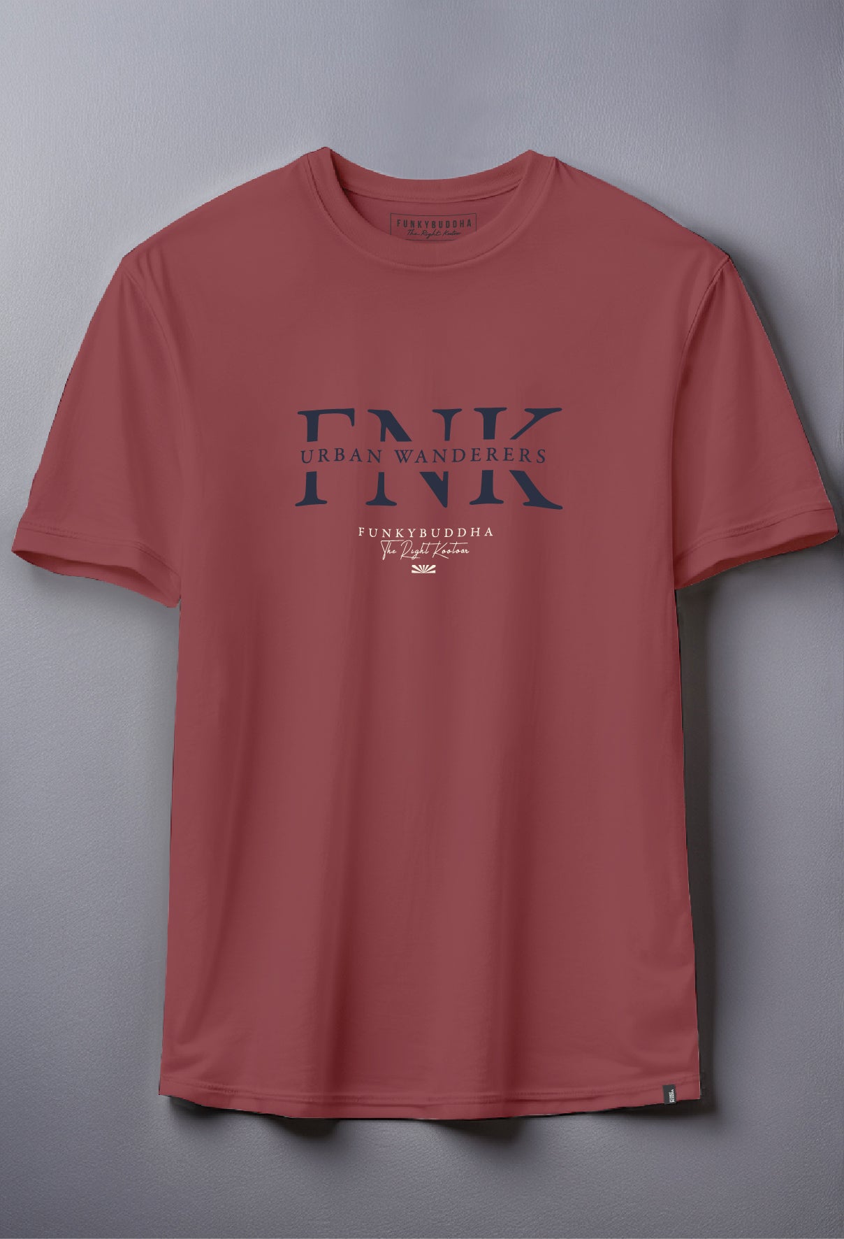 Funky Buddha Wine Red Print T-Shirt