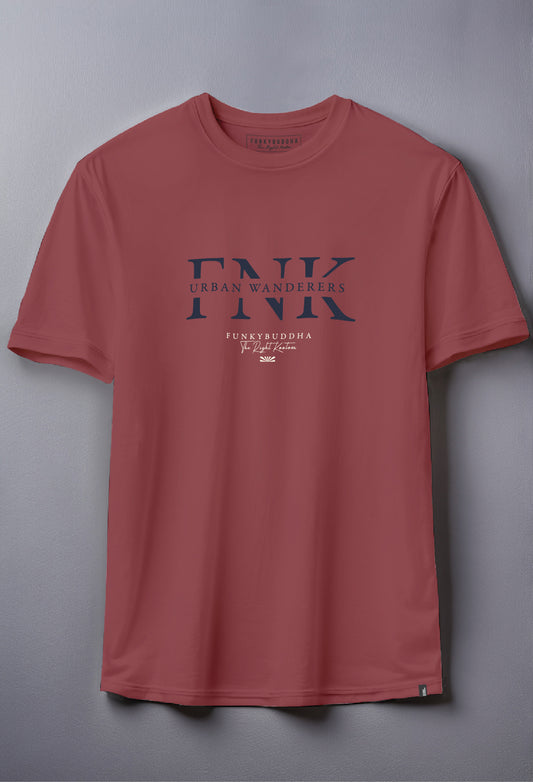 Funky Buddha Wine Red Print T-Shirt