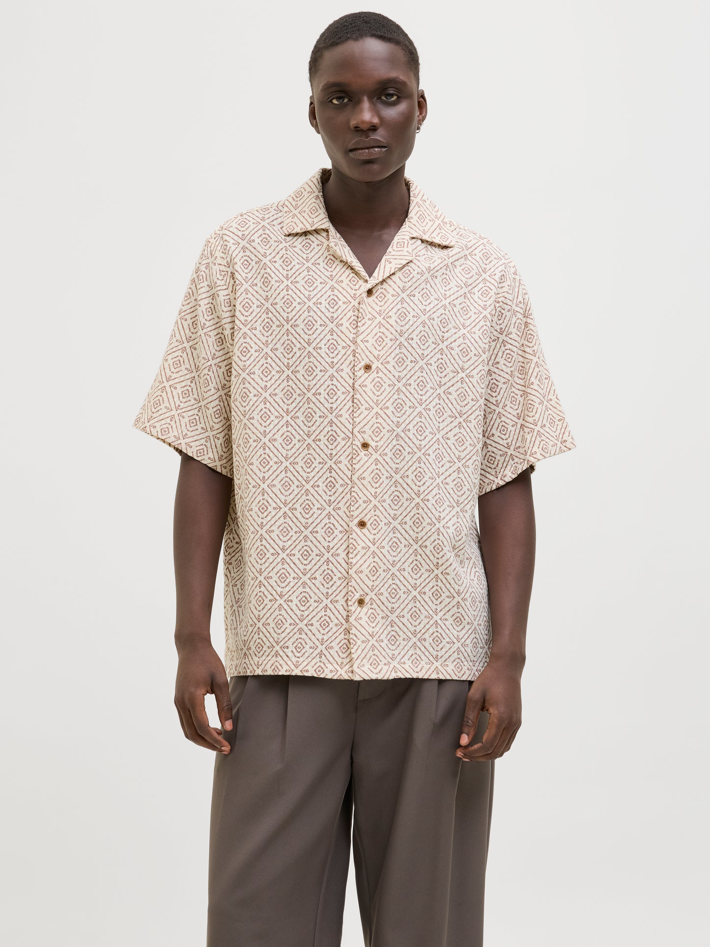 Jack&Jones JPRBLUVINCENT Oatmeal Print Resort Shirt