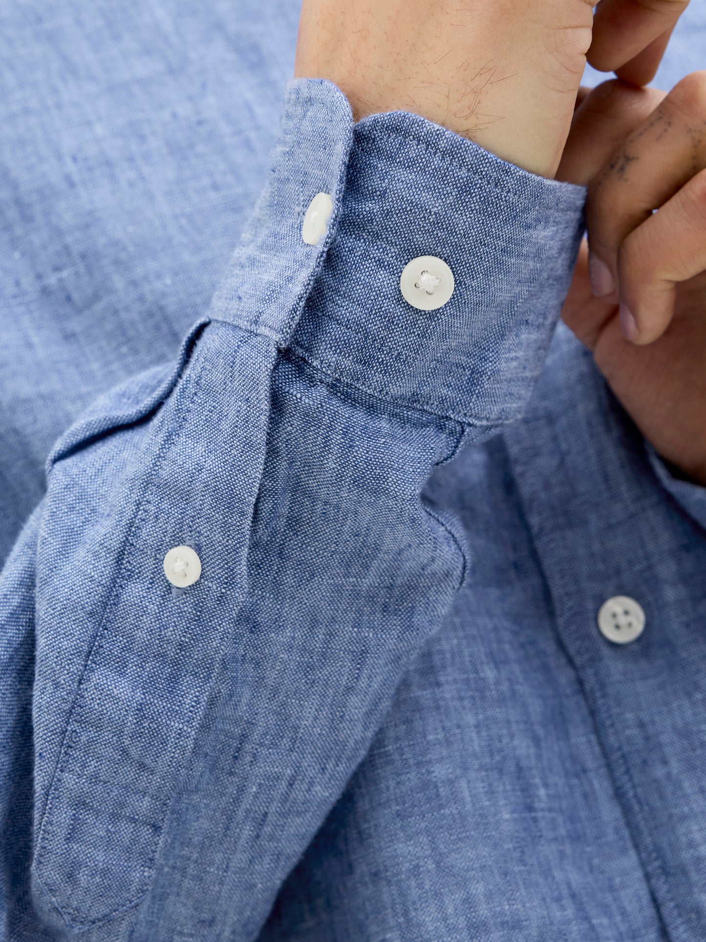 Jack&Jones Relaxed Fit JPRBLALAWRENCE Faded Denim Linen Shirt