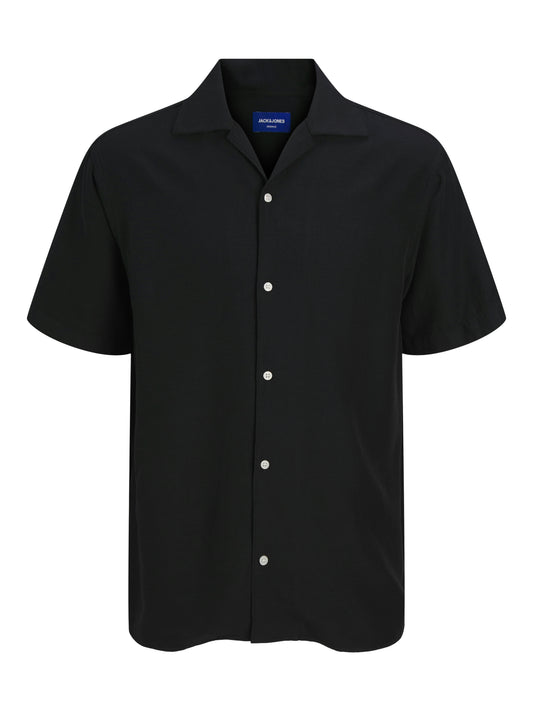 Jack&Jones Relaxed Fit JORCABANA Varenna Slub Black Shirt