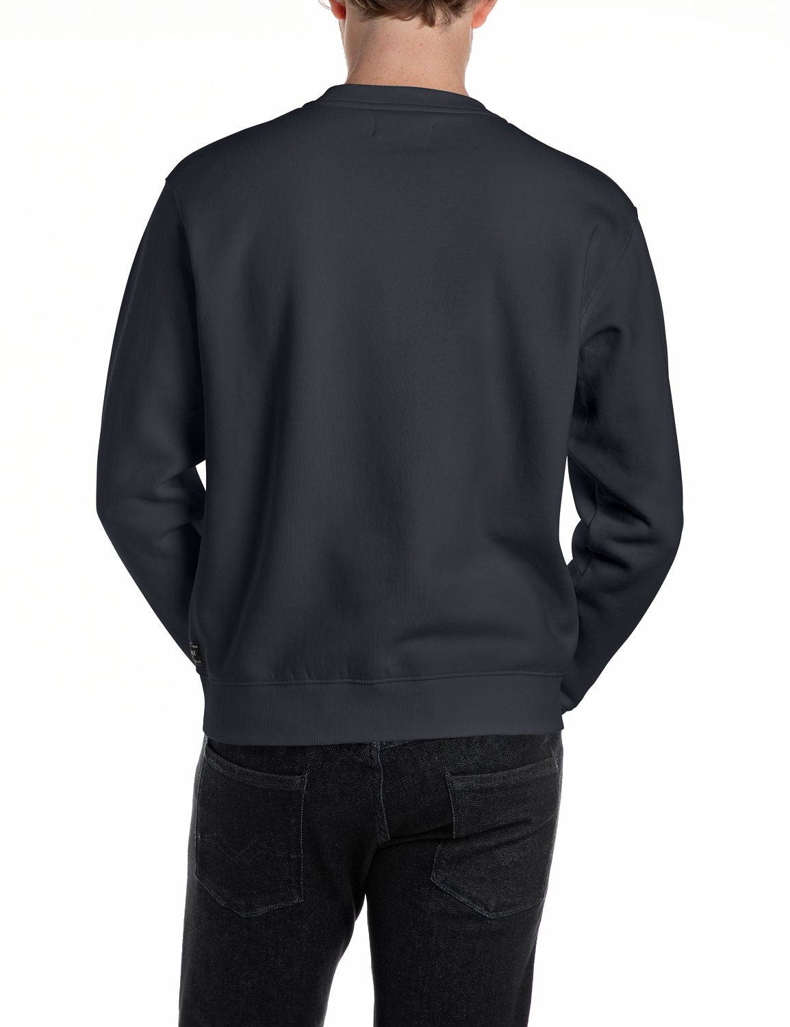 Replay Cotton-Blend Black Crewneck Sweatshirt