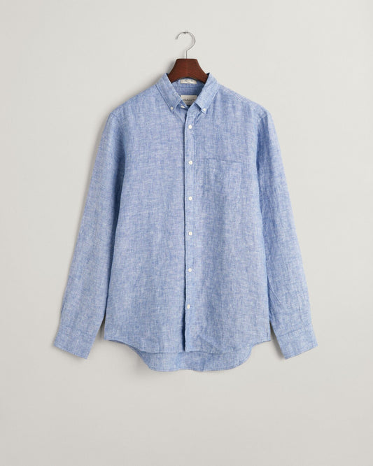 Gant Regular Cotton Rich Blue Linen Shirt