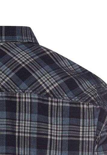 Camel Active Button Down Broken Corduroy Dark Navy Checkered Shirt