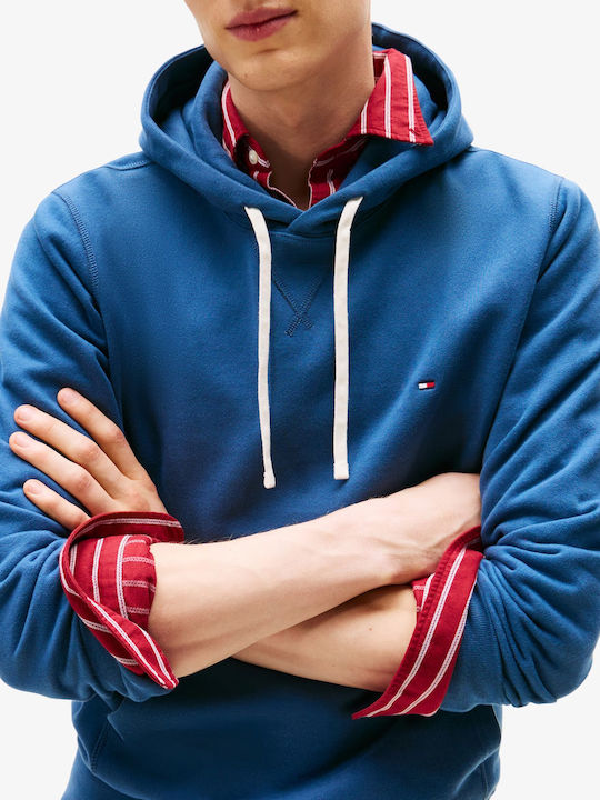 Tommy Hilfiger Flag Embroidery Light Blue Fleece Hoodie