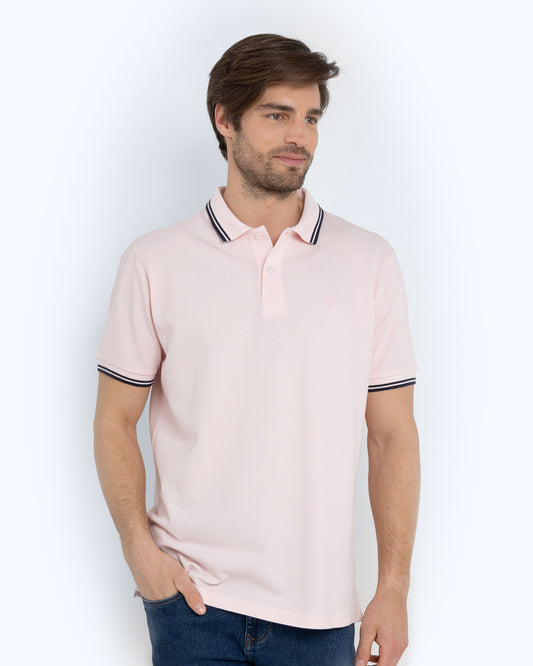 Bostonians Polo T-Shirt Pink Pique Twin Tipped Regular Fit