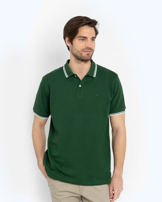 Bostonians Polo T-Shirt Deep Green Pique Twin Tipped Regular Fit