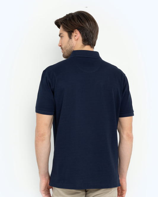 Bostonians Polo T-Shirt Navy Pima Cotton Regular Fit
