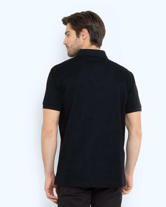 Bostonians Polo T-Shirt Black Pima Cotton Regular Fit