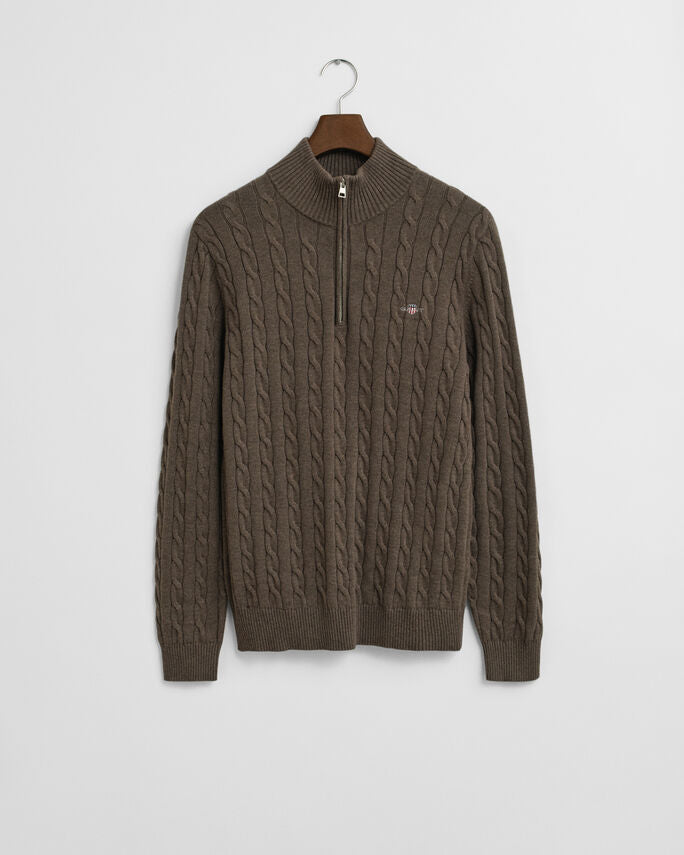 GANT Cotton Cable Seawod Melange Half Zip Knitwear