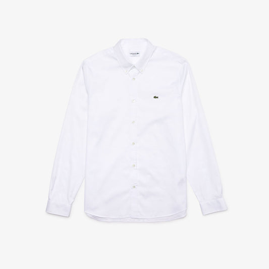 Lacoste Premium Cotton Regular Fit White Buttoned Shirt