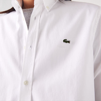 Lacoste Premium Cotton Regular Fit White Buttoned Shirt