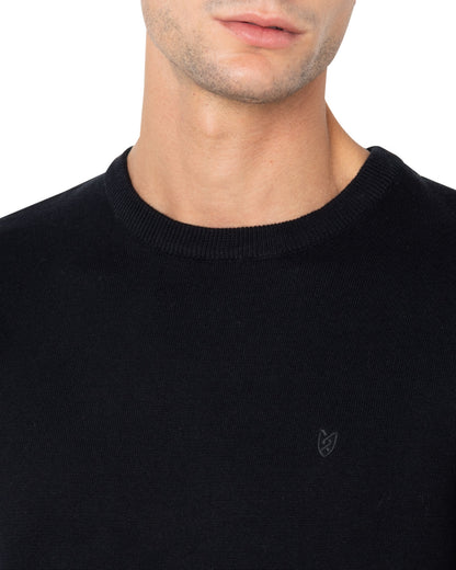Bostonians Knit Lambswool Regular Fit Black Crewneck