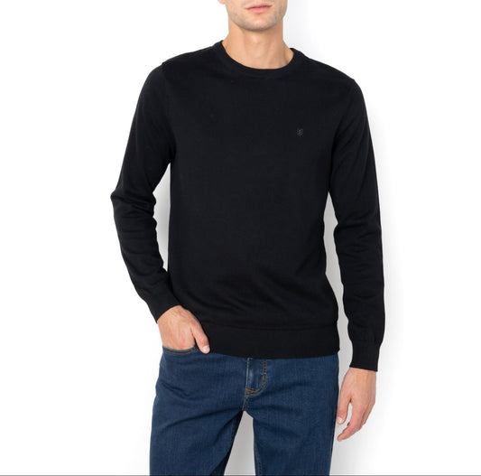 Bostonians Knit Lambswool Regular Fit Black Crewneck