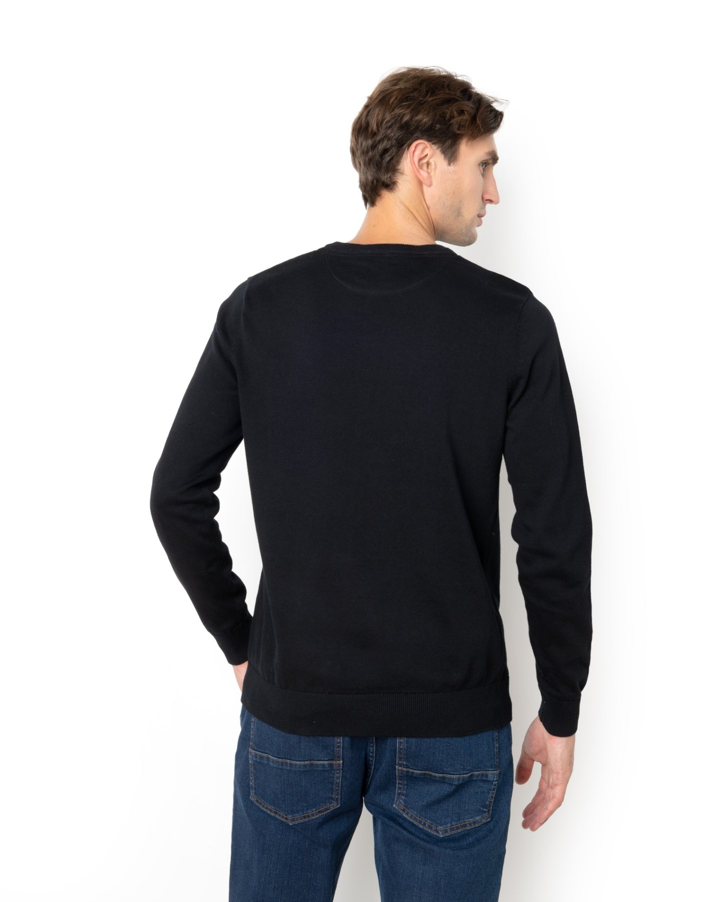 Bostonians Knit Lambswool Regular Fit Black Crewneck
