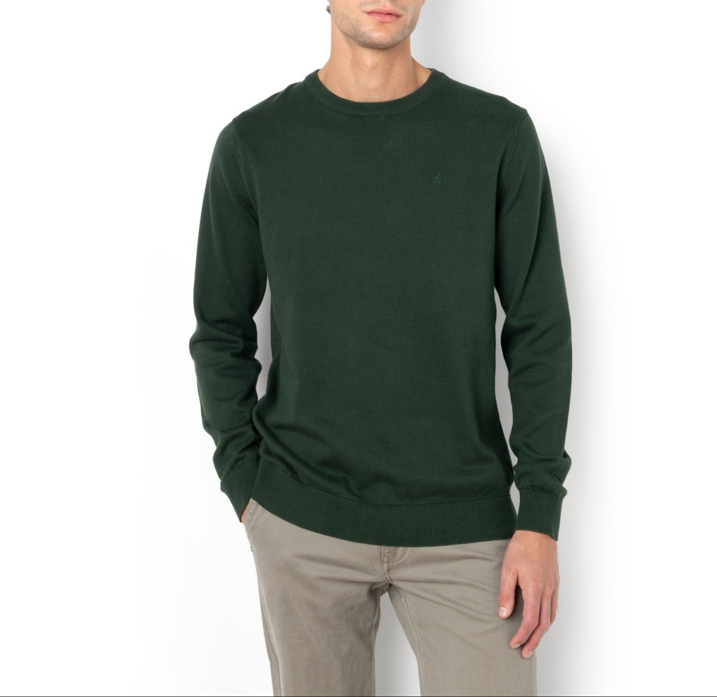 Bostonians Knit Lambswool Regular Fit Dark Green Crewneck