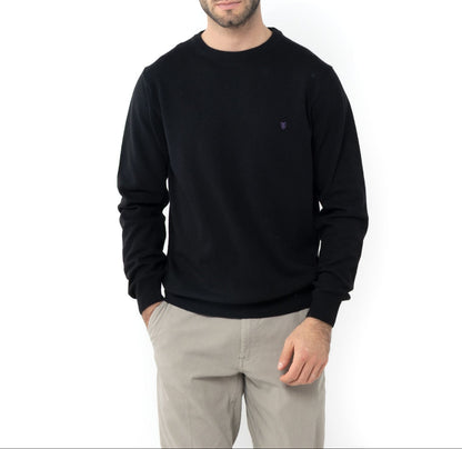 Bostonians Regular Fit Lambswool Black Knit Crewneck