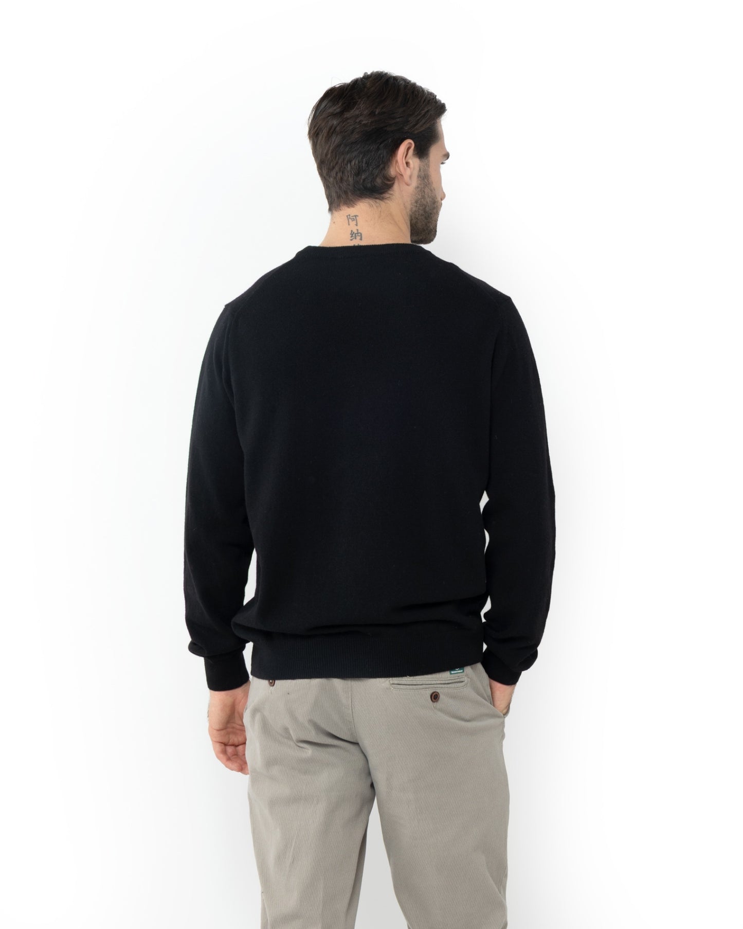 Bostonians Regular Fit Lambswool Black Knit Crewneck