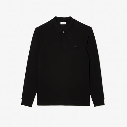 Lacoste Smart Paris Long-Sleeved Black Stretch Cotton Pique Polo