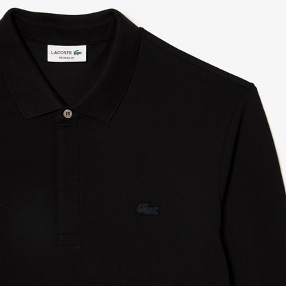 Lacoste Smart Paris Long-Sleeved Black Stretch Cotton Pique Polo