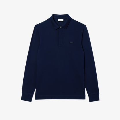 Lacoste Smart Paris Long-Sleeved Navy Stretch Cotton Pique Polo