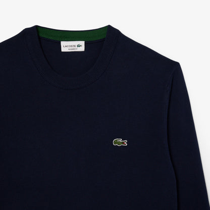 Lacoste Organic Cotton Navy Crewneck Sweater